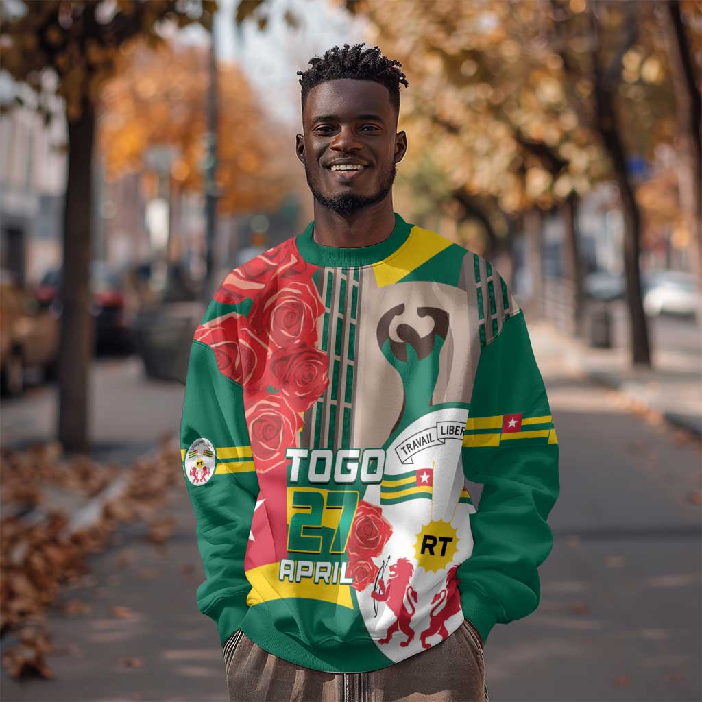Republique Togolaise Monument de l'Independance Sweatshirt African Pinkish Rose Coat Of Arms LT14