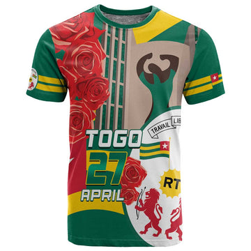 Republique Togolaise Monument de l'Independance T shirt African Pinkish Rose Coat Of Arms LT14