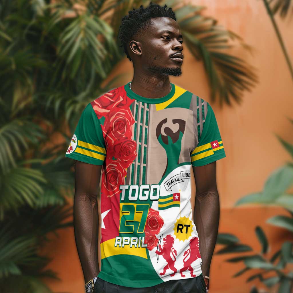 Republique Togolaise Monument de l'Independance T shirt African Pinkish Rose Coat Of Arms LT14