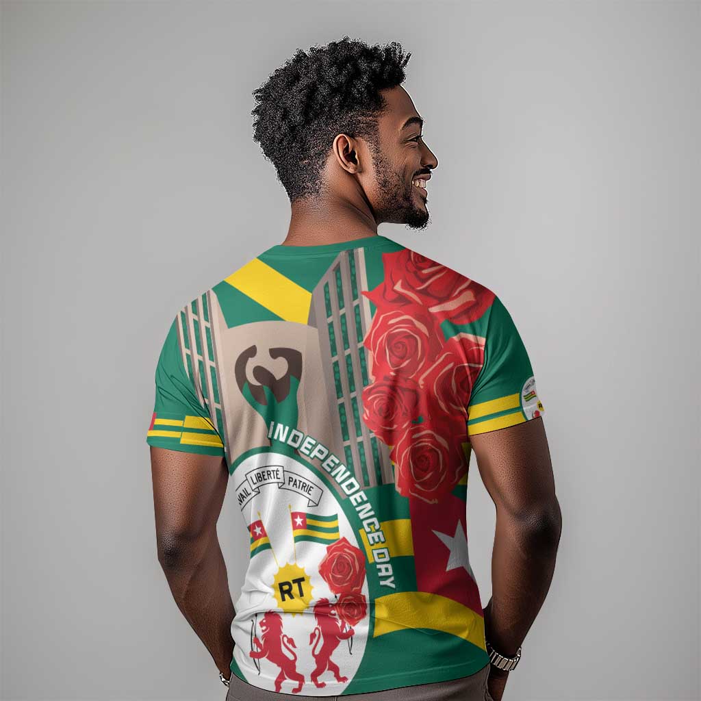 Republique Togolaise Monument de l'Independance T shirt African Pinkish Rose Coat Of Arms LT14