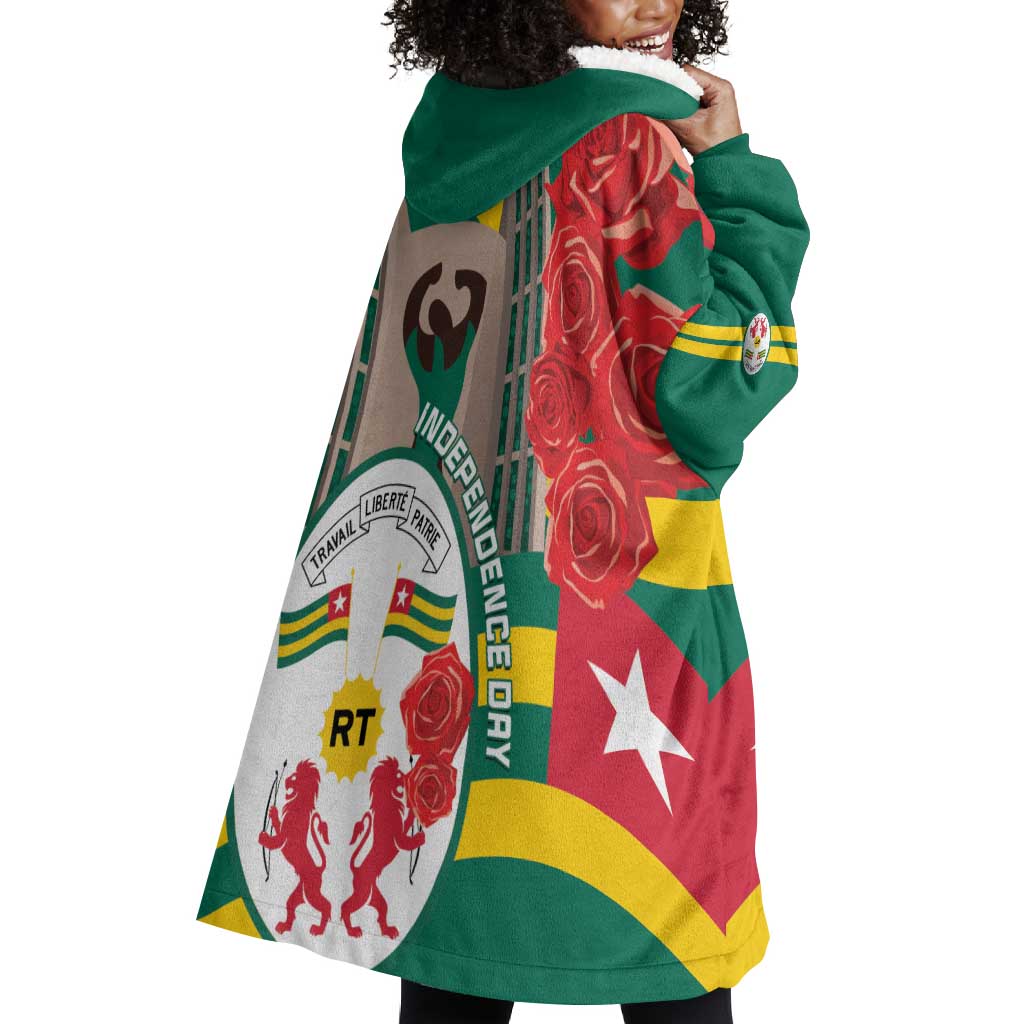 Republique Togolaise Monument de l'Independance Wearable Blanket Hoodie African Pinkish Rose Coat Of Arms LT14