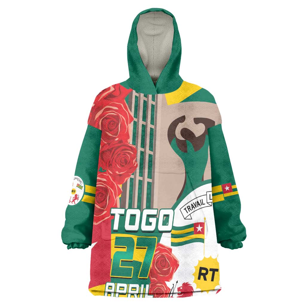 Republique Togolaise Monument de l'Independance Wearable Blanket Hoodie African Pinkish Rose Coat Of Arms LT14