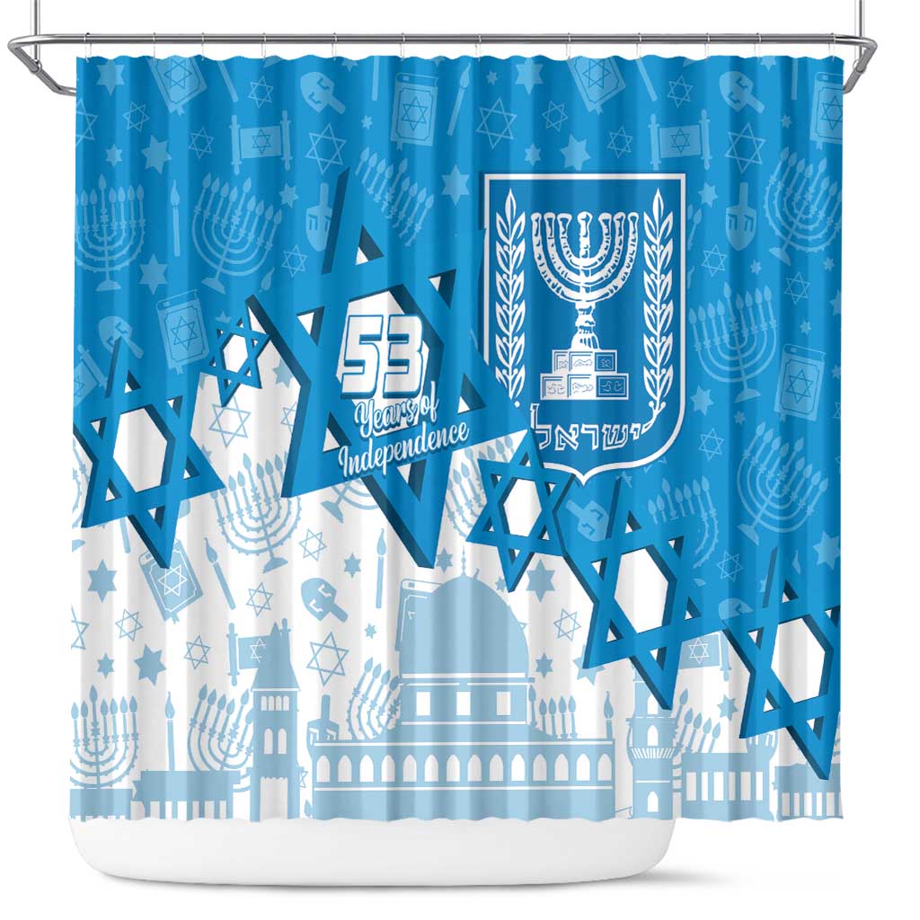 Israel Independence Day Shower Curtain Yom Ha'atzmaut Star Of David Jewish Pattern LT14