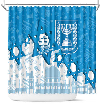 Israel Independence Day Shower Curtain Yom Ha'atzmaut Star Of David Jewish Pattern LT14