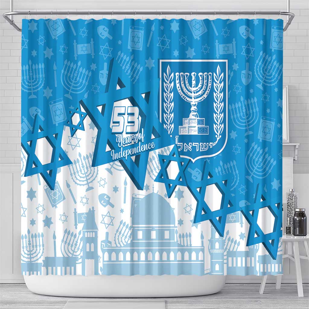 Israel Independence Day Shower Curtain Yom Ha'atzmaut Star Of David Jewish Pattern LT14