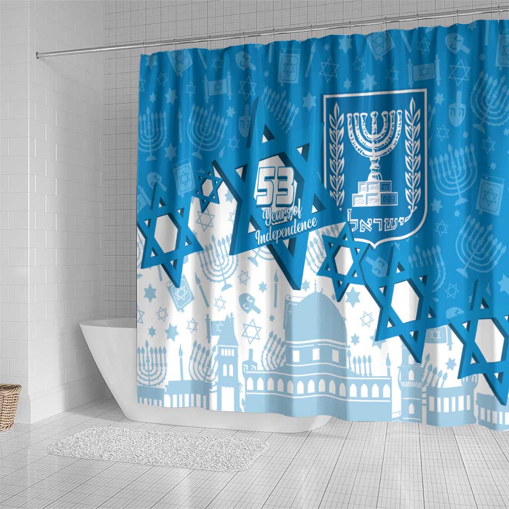 Israel Independence Day Shower Curtain Yom Ha'atzmaut Star Of David Jewish Pattern LT14