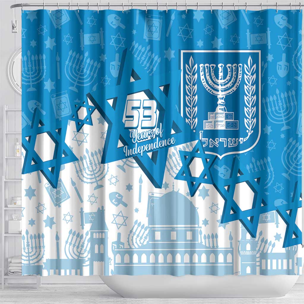 Israel Independence Day Shower Curtain Yom Ha'atzmaut Star Of David Jewish Pattern LT14
