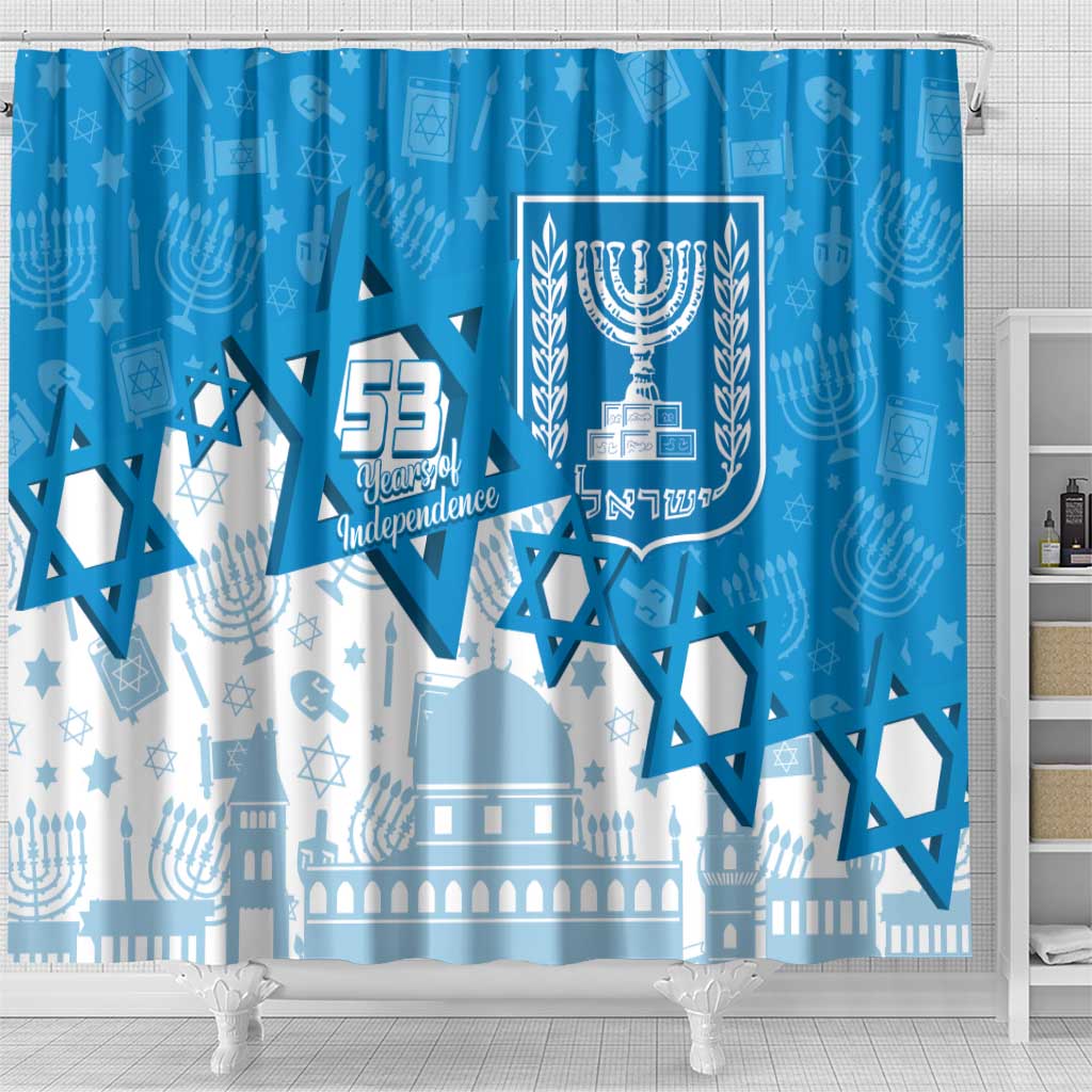 Israel Independence Day Shower Curtain Yom Ha'atzmaut Star Of David Jewish Pattern LT14