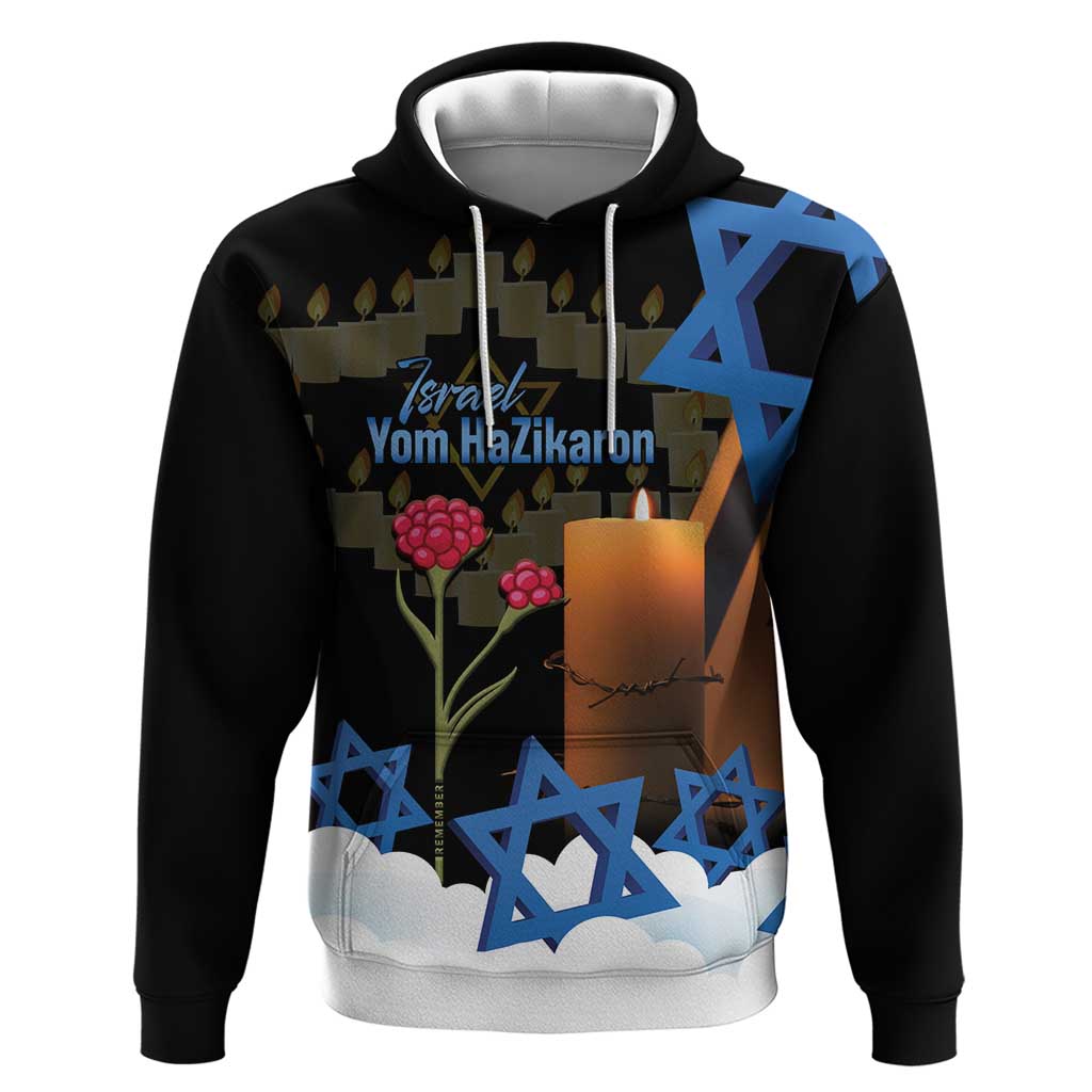 Israel Memorial Day Hoodie Red Everlasting Flower With Candle Light LT14