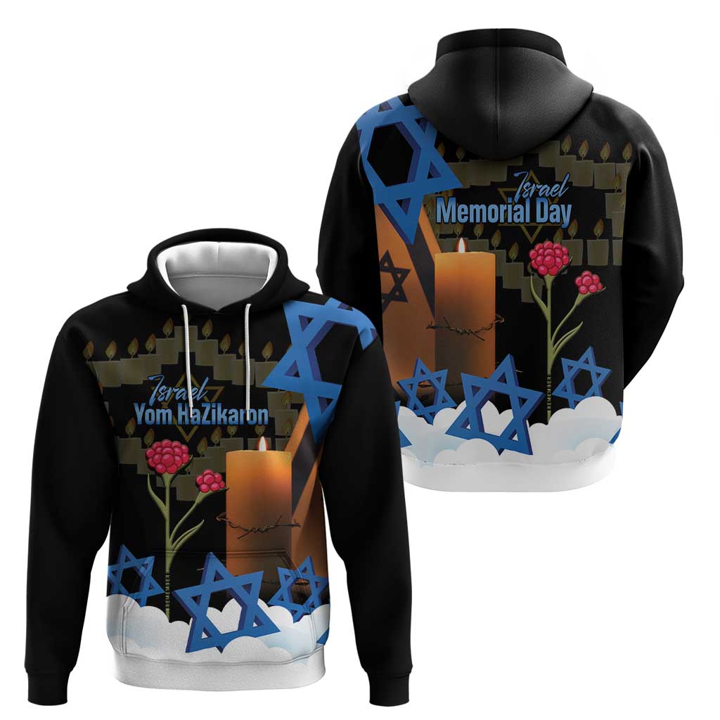 Israel Memorial Day Hoodie Red Everlasting Flower With Candle Light LT14