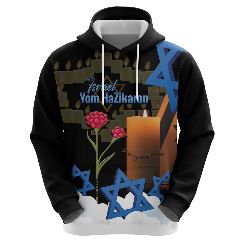 Israel Memorial Day Hoodie Red Everlasting Flower With Candle Light LT14