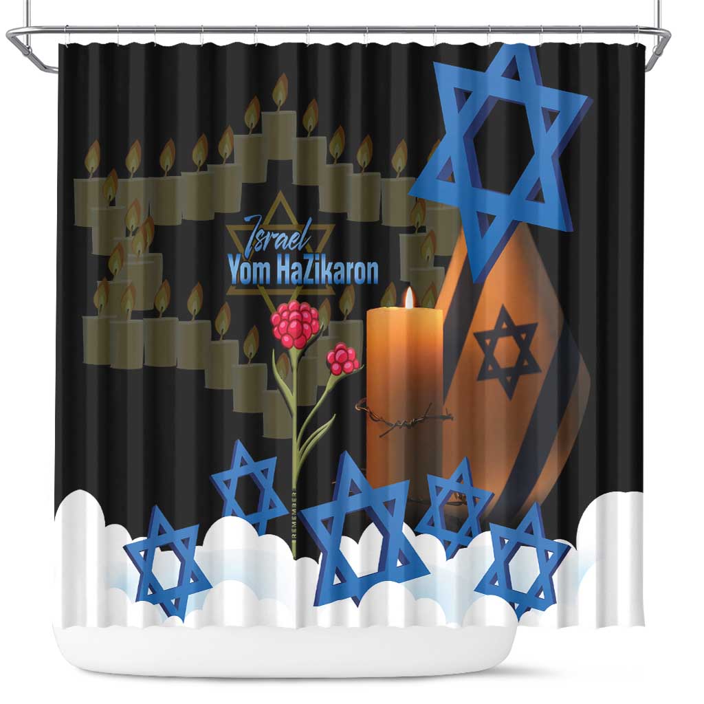 Israel Memorial Day Shower Curtain Red Everlasting Flower With Candle Light LT14