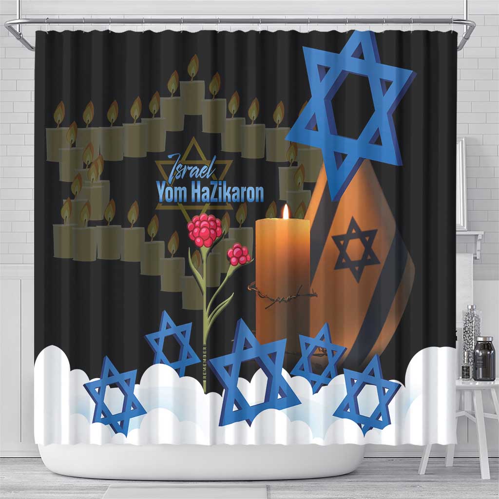 Israel Memorial Day Shower Curtain Red Everlasting Flower With Candle Light LT14