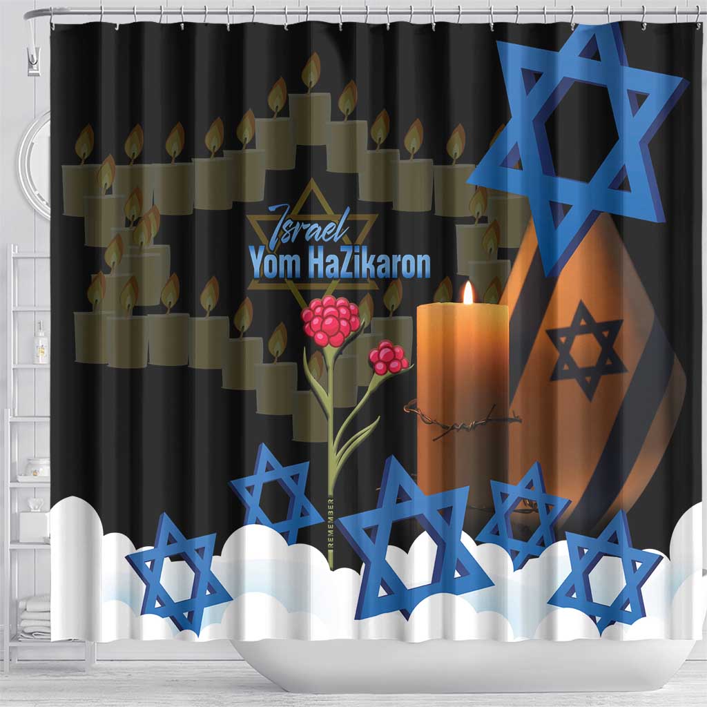 Israel Memorial Day Shower Curtain Red Everlasting Flower With Candle Light LT14