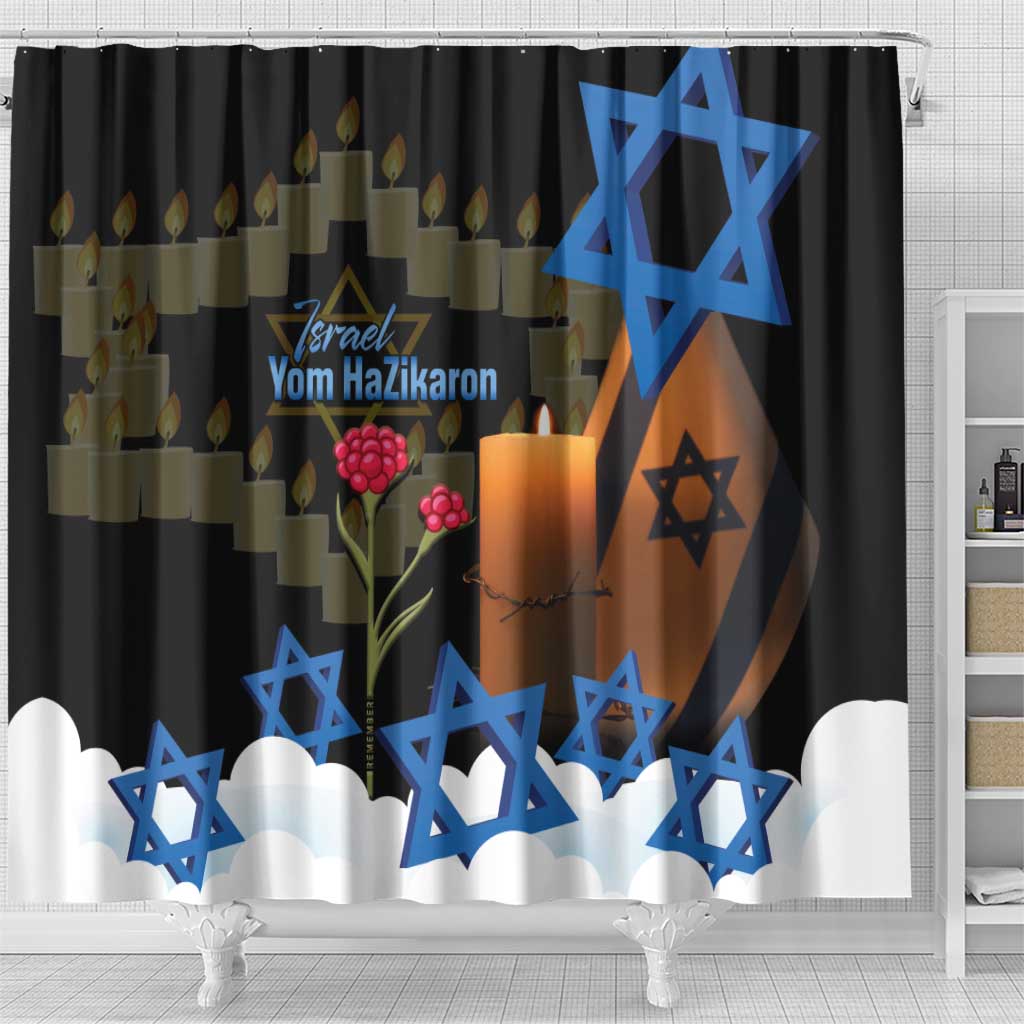 Israel Memorial Day Shower Curtain Red Everlasting Flower With Candle Light LT14