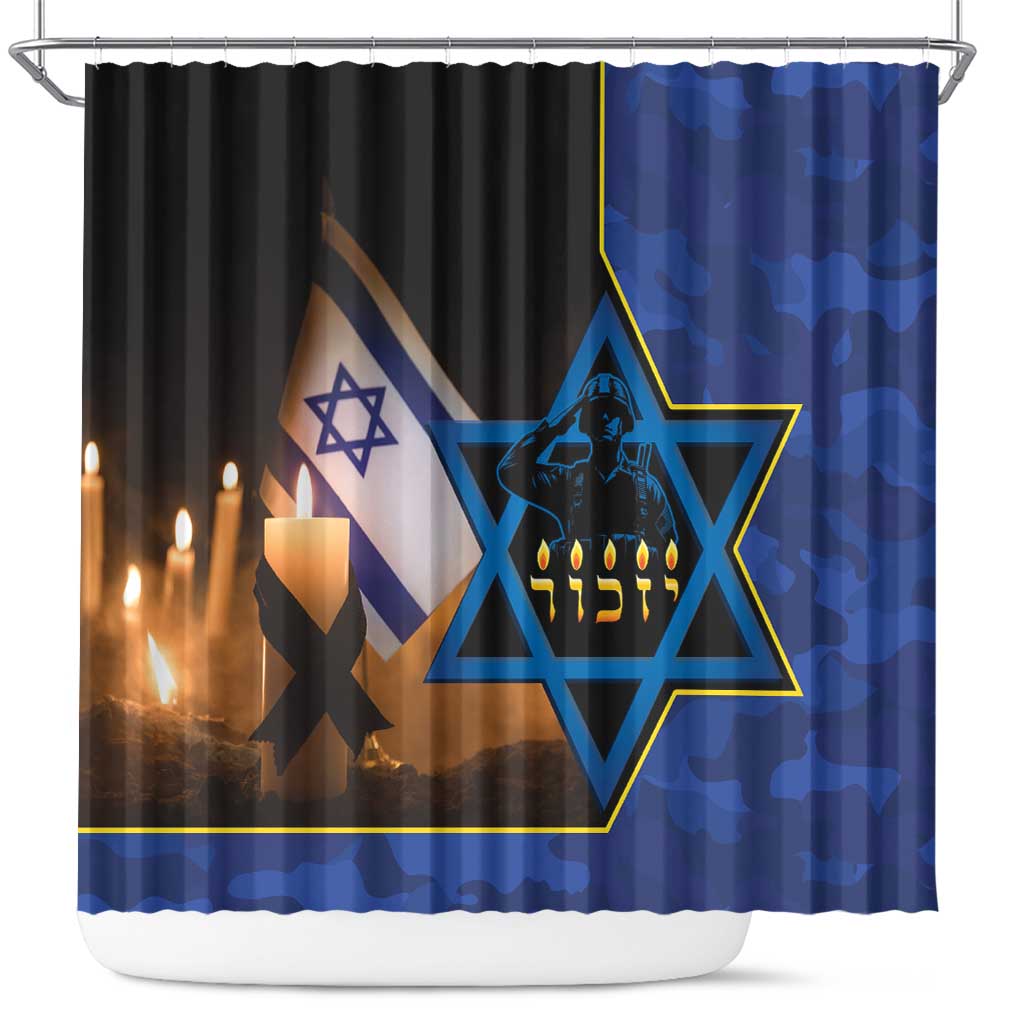 Yom HaZikaron Israel Shower Curtain We Will Always Remember Camouflage Style LT14