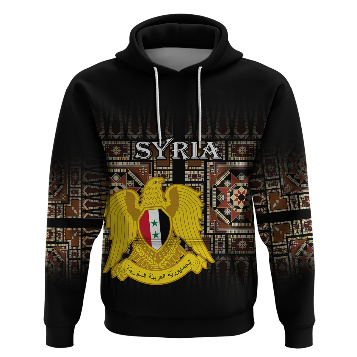 Custom Syria Hoodie Coat Of Arms Mix Syrian Mosaic LT14