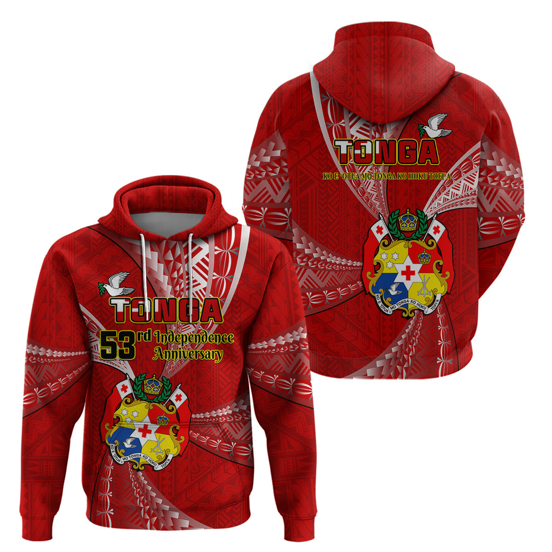 Tonga Hoodie Happy 53rd Independence Anniversary Tongan Pattern LT14