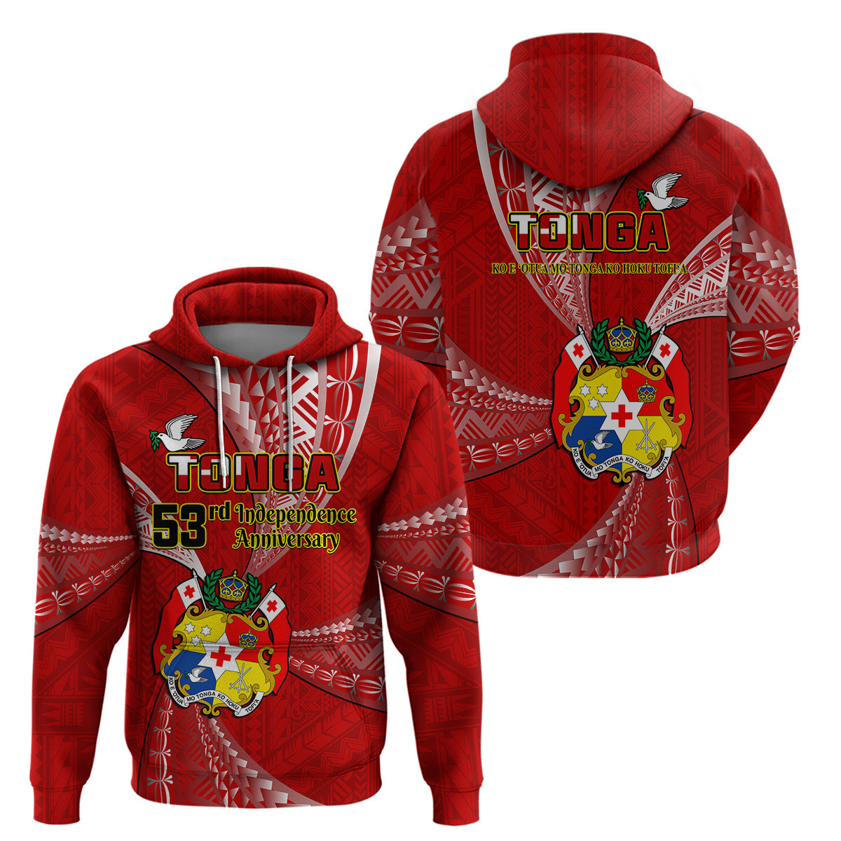 Tonga Hoodie Happy 53rd Independence Anniversary Tongan Pattern LT14