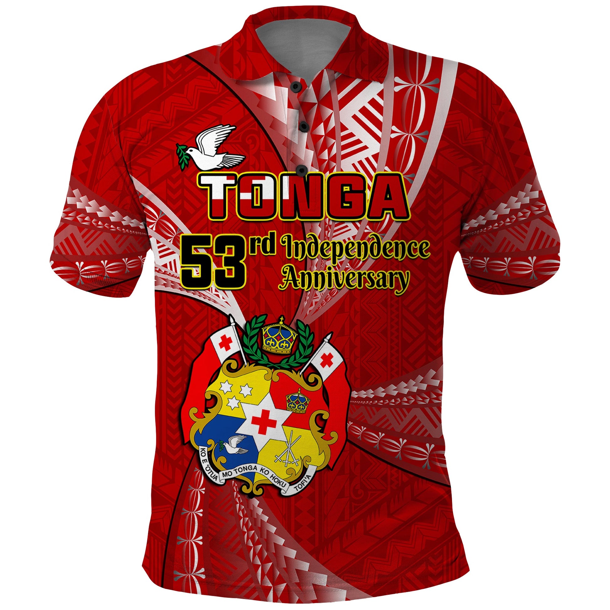 Tonga Polo Shirt Happy 53rd Independence Anniversary Tongan Pattern LT14