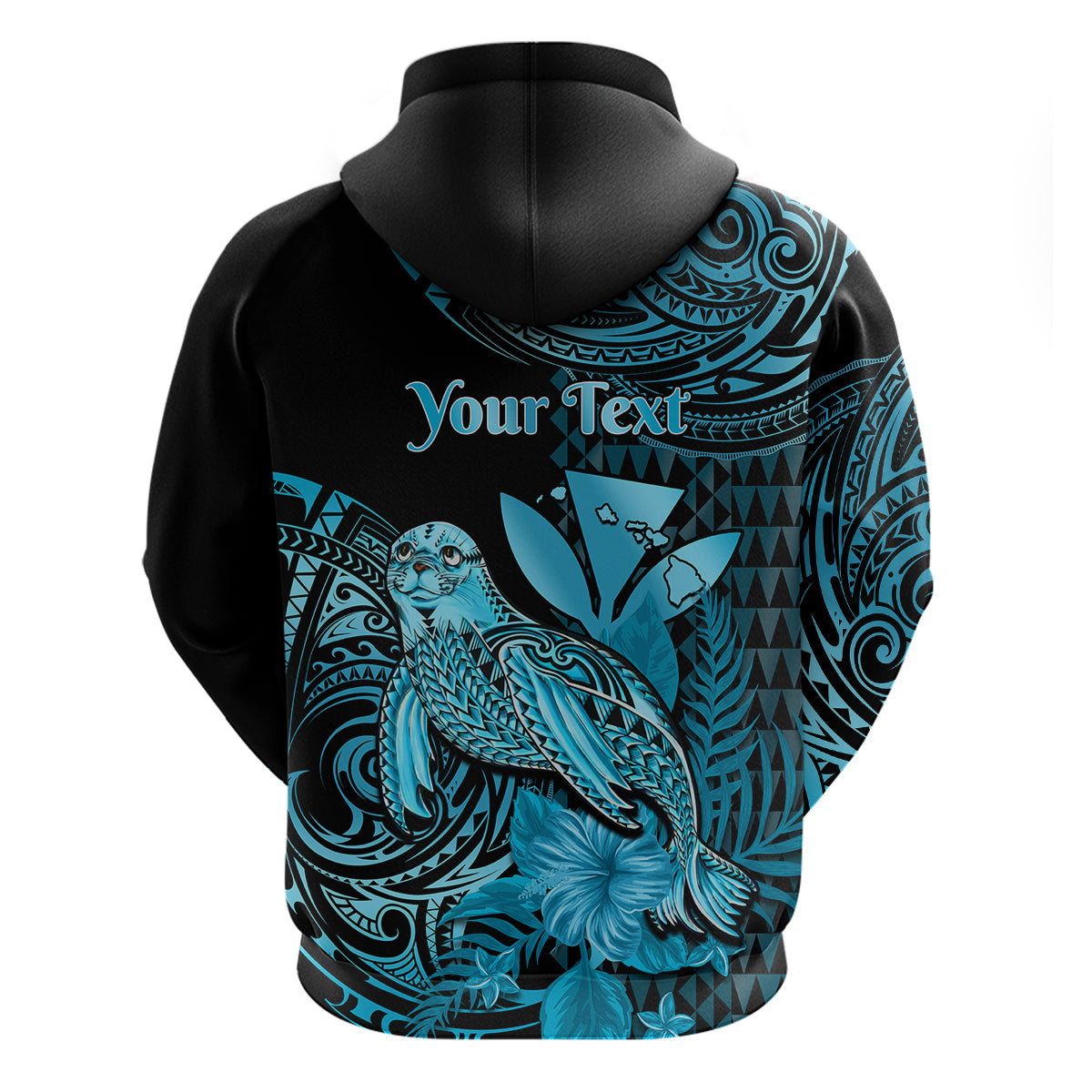 Custom Hawaii Monk Seal Hoodie Polynesian Kakau With Kanaka Turquoise LT14