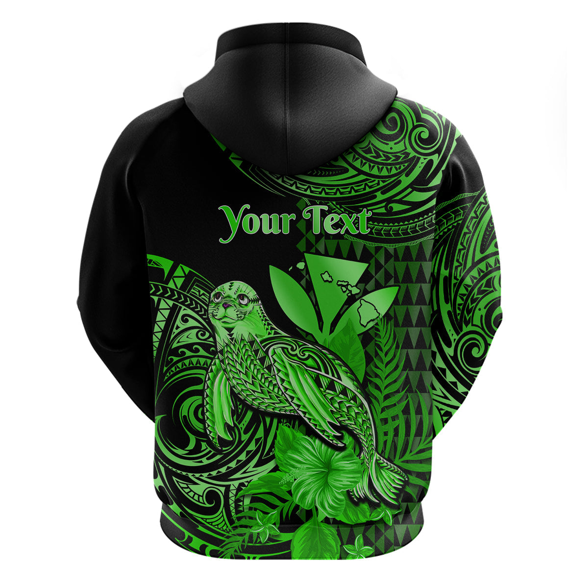 Custom Hawaii Monk Seal Hoodie Polynesian Kakau With Kanaka Green LT14