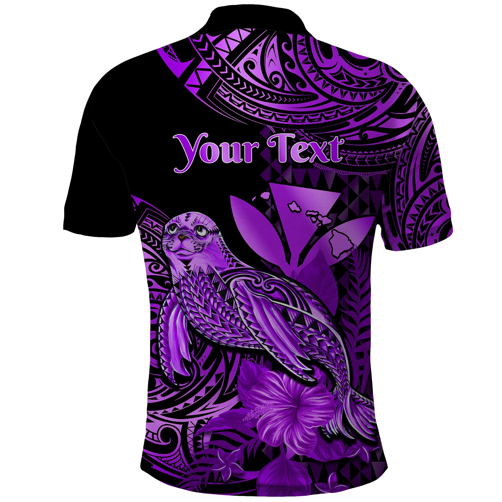 Custom Monk Seal Hawaii Polo Shirt Polynesian Kakau With Kanaka Purple LT14