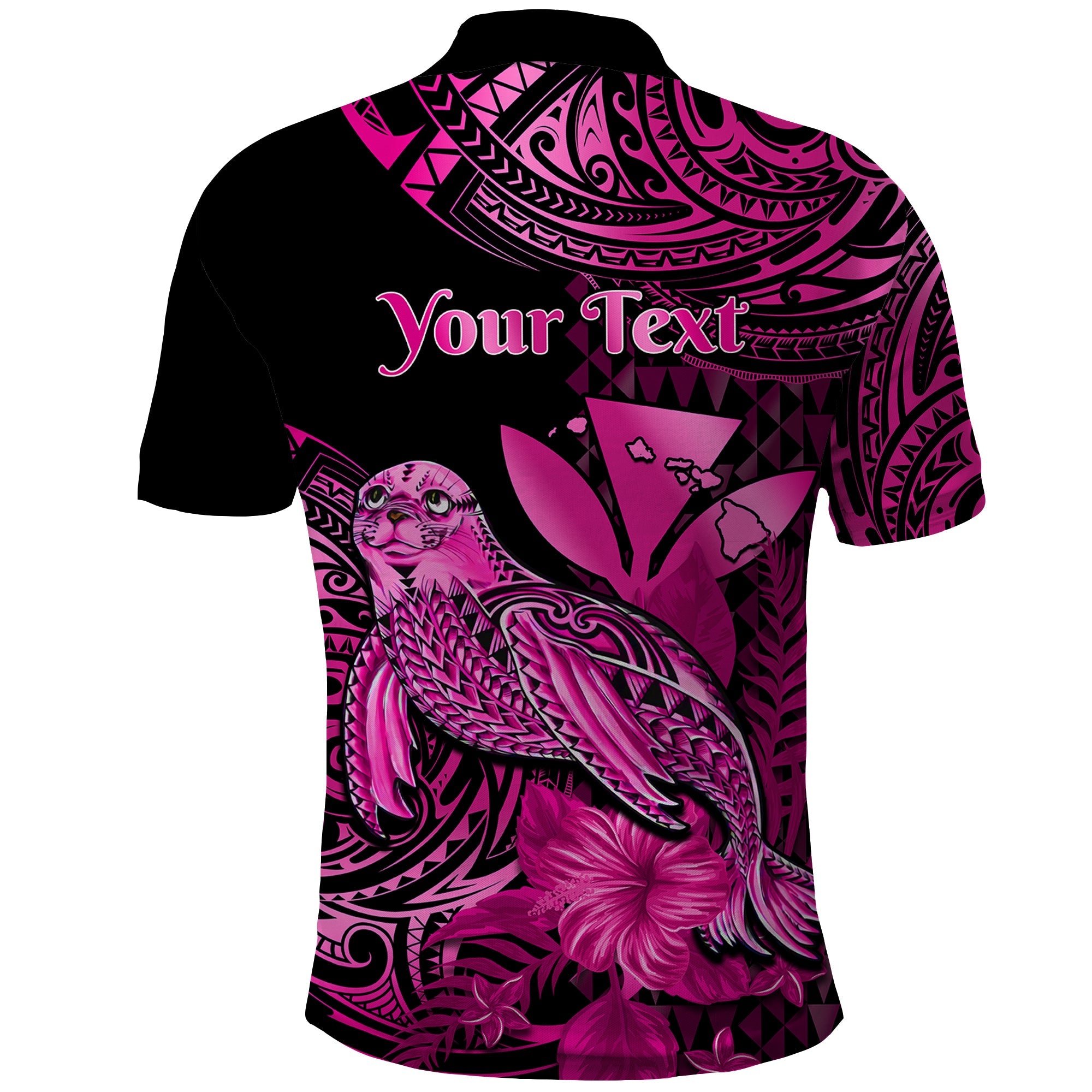 Custom Monk Seal Hawaii Polo Shirt Polynesian Kakau With Kanaka Pink LT14