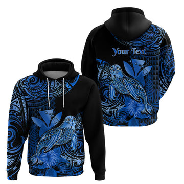 Custom Hawaii Monk Seal Hoodie Polynesian Kakau With Kanaka Blue LT14