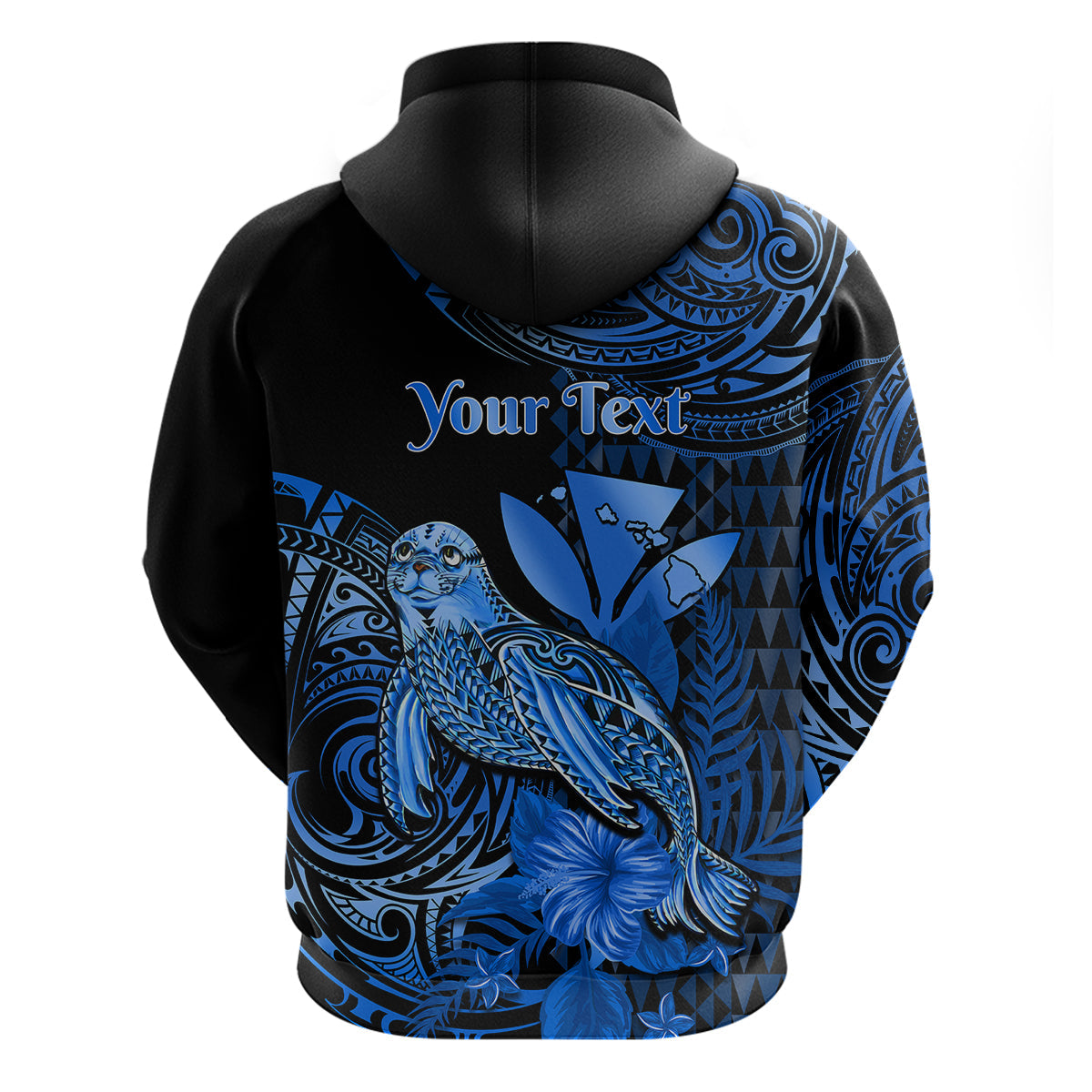 Custom Hawaii Monk Seal Hoodie Polynesian Kakau With Kanaka Blue LT14
