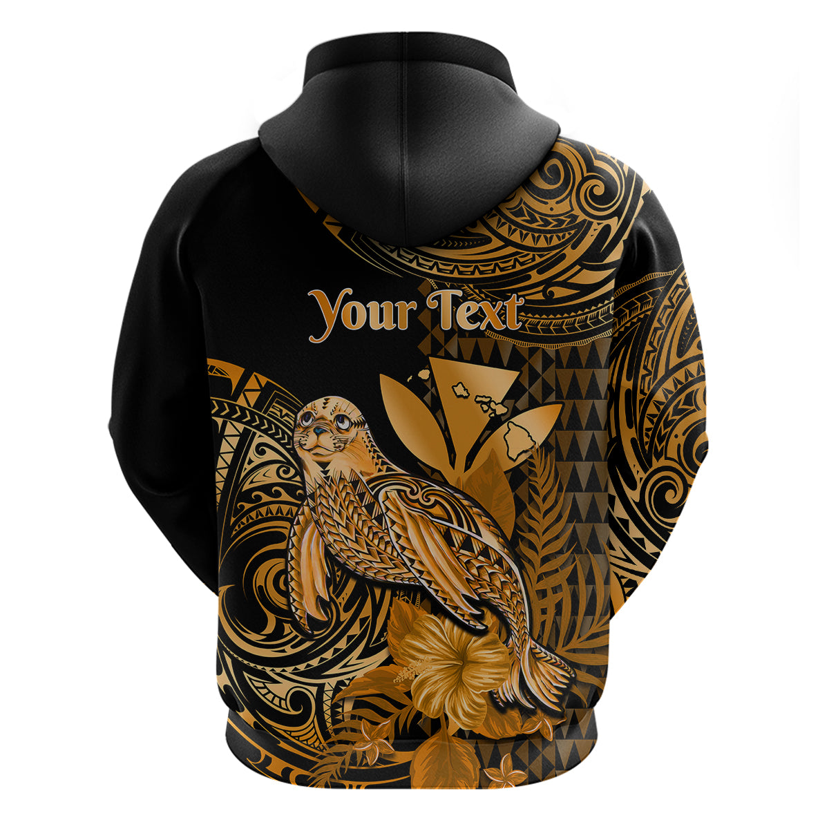 Custom Hawaii Monk Seal Hoodie Polynesian Kakau With Kanaka Gold LT14