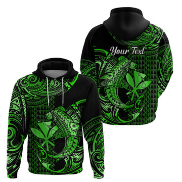 Custom Hawaii Hammerhead Shark Polynesian Hoodie Polynesian Kakau With Kanaka Green LT14