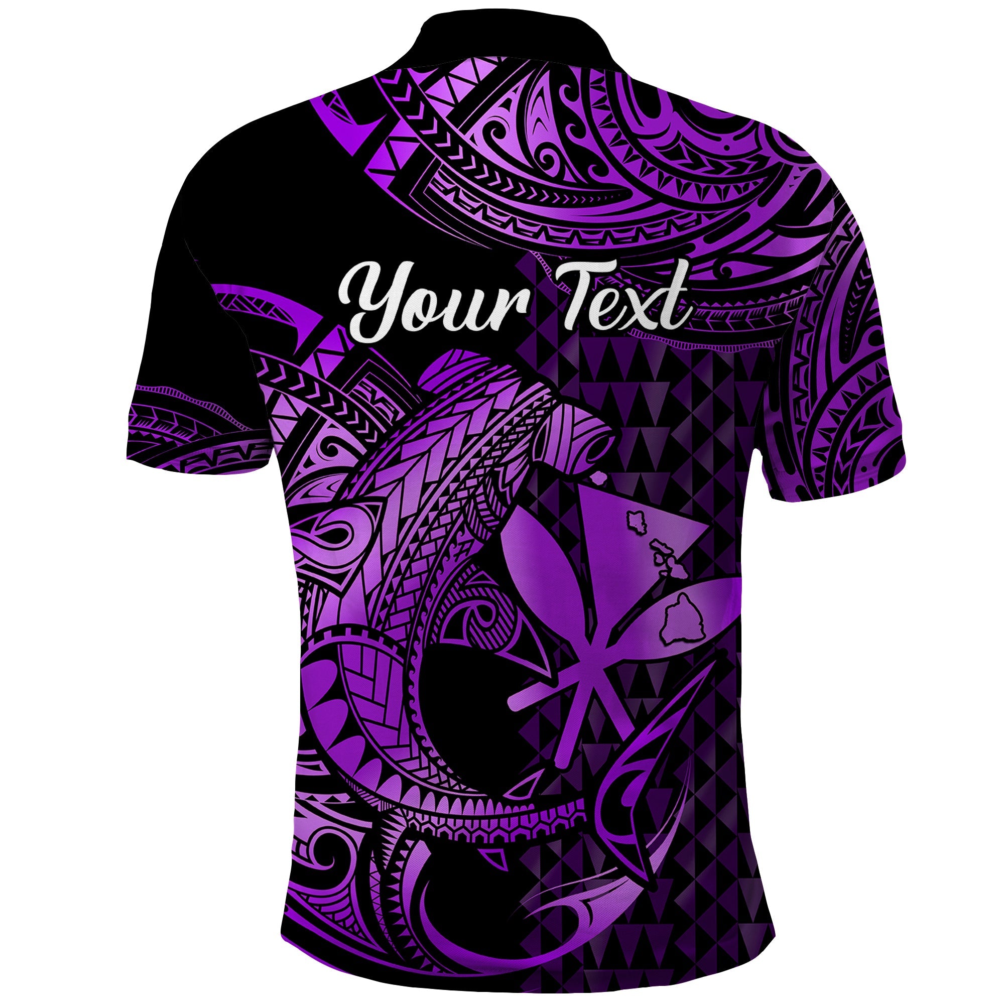 Custom Hawaii Hammerhead Shark Polynesian Tatoo Polo Shirt Polynesian Kakau With Kanaka Purple LT14