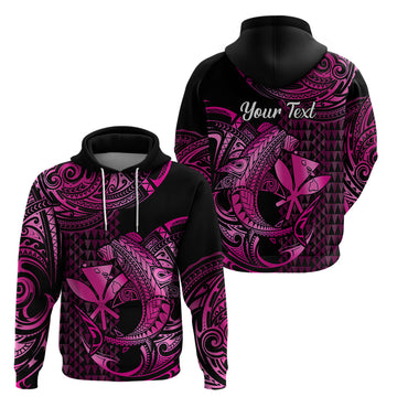 Custom Hawaii Hammerhead Shark Polynesian Hoodie Polynesian Kakau With Kanaka Pink LT14