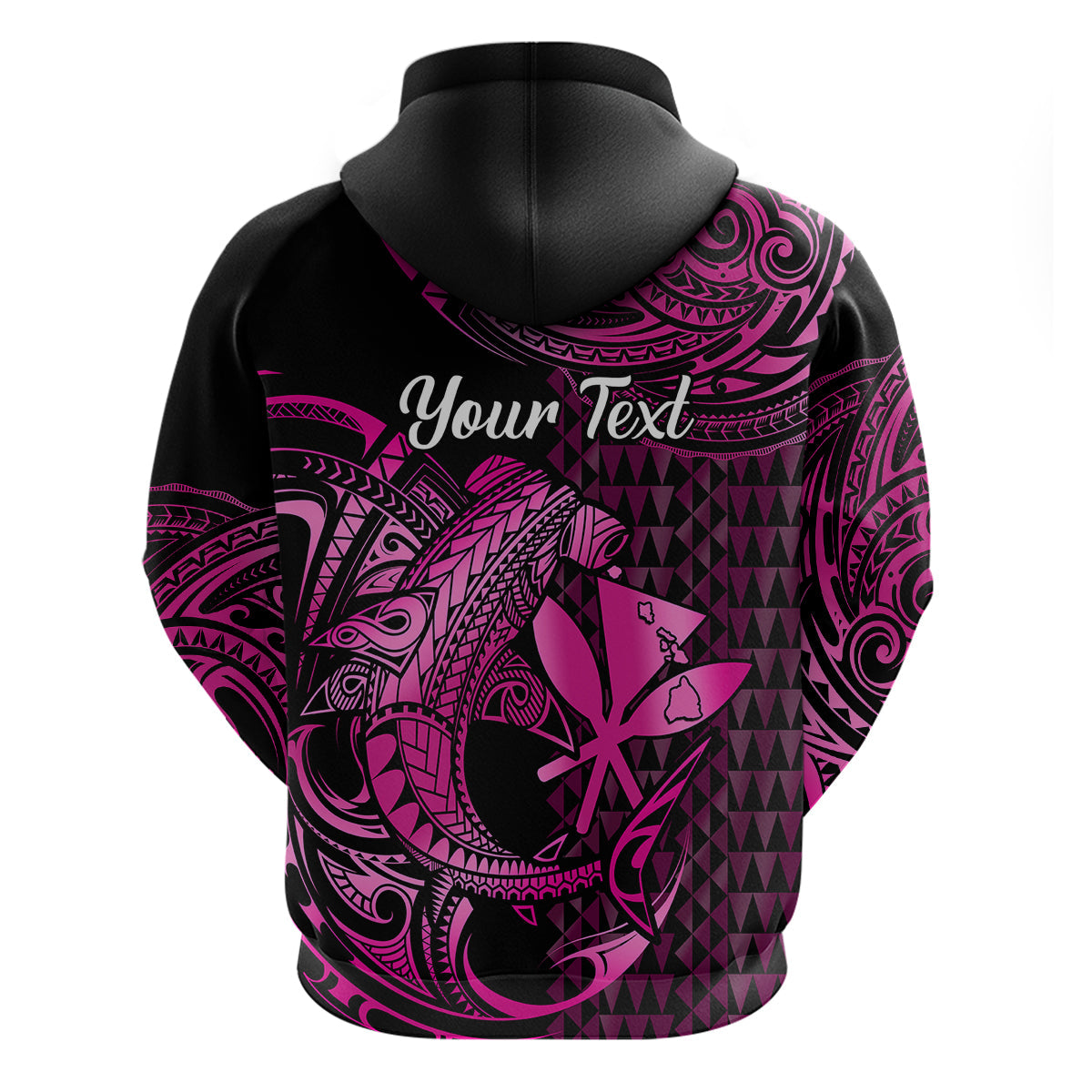 Custom Hawaii Hammerhead Shark Polynesian Hoodie Polynesian Kakau With Kanaka Pink LT14