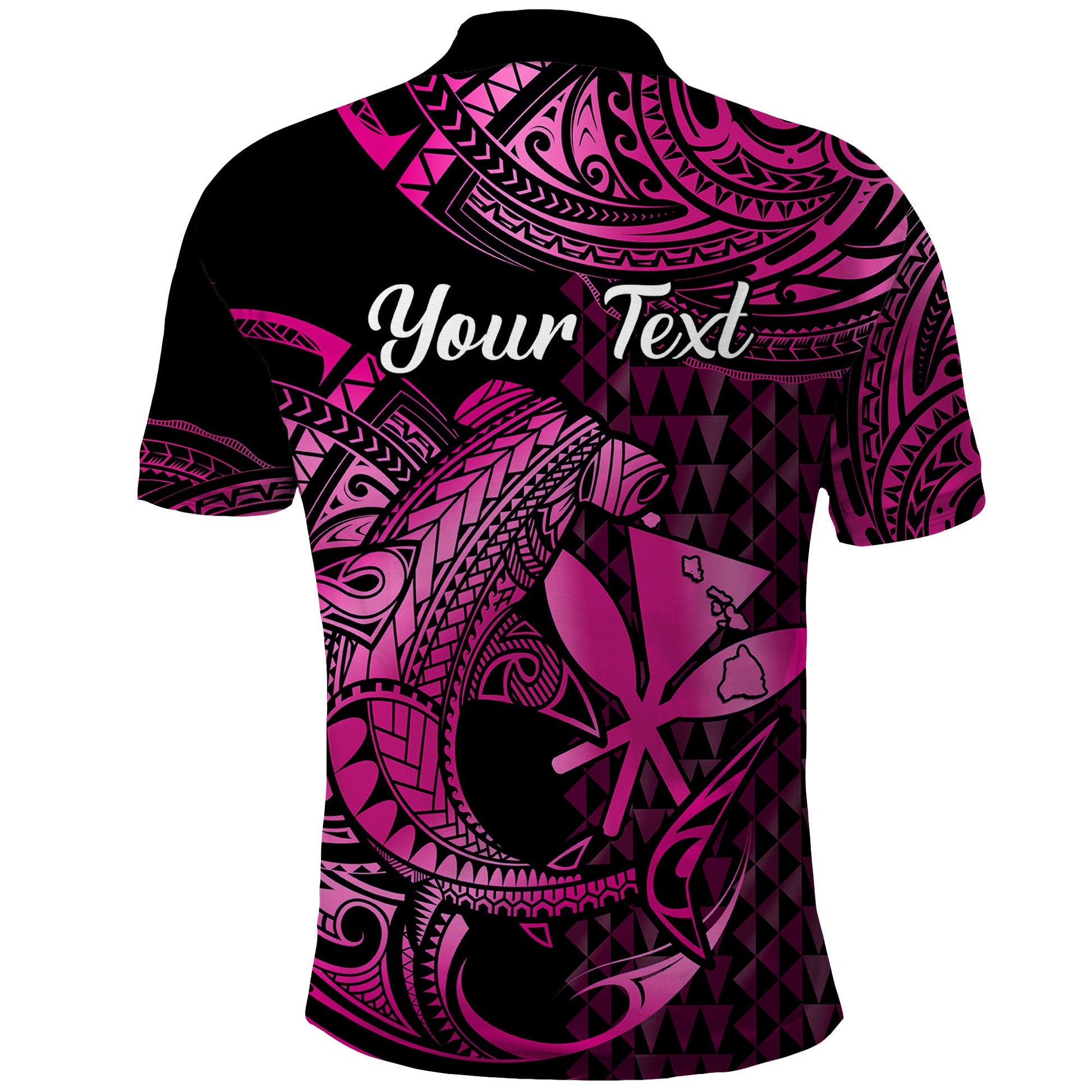 Custom Hawaii Hammerhead Shark Polynesian Tatoo Polo Shirt Polynesian Kakau With Kanaka Pink LT14