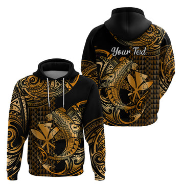 Custom Hawaii Hammerhead Shark Polynesian Hoodie Polynesian Kakau With Kanaka Gold LT14