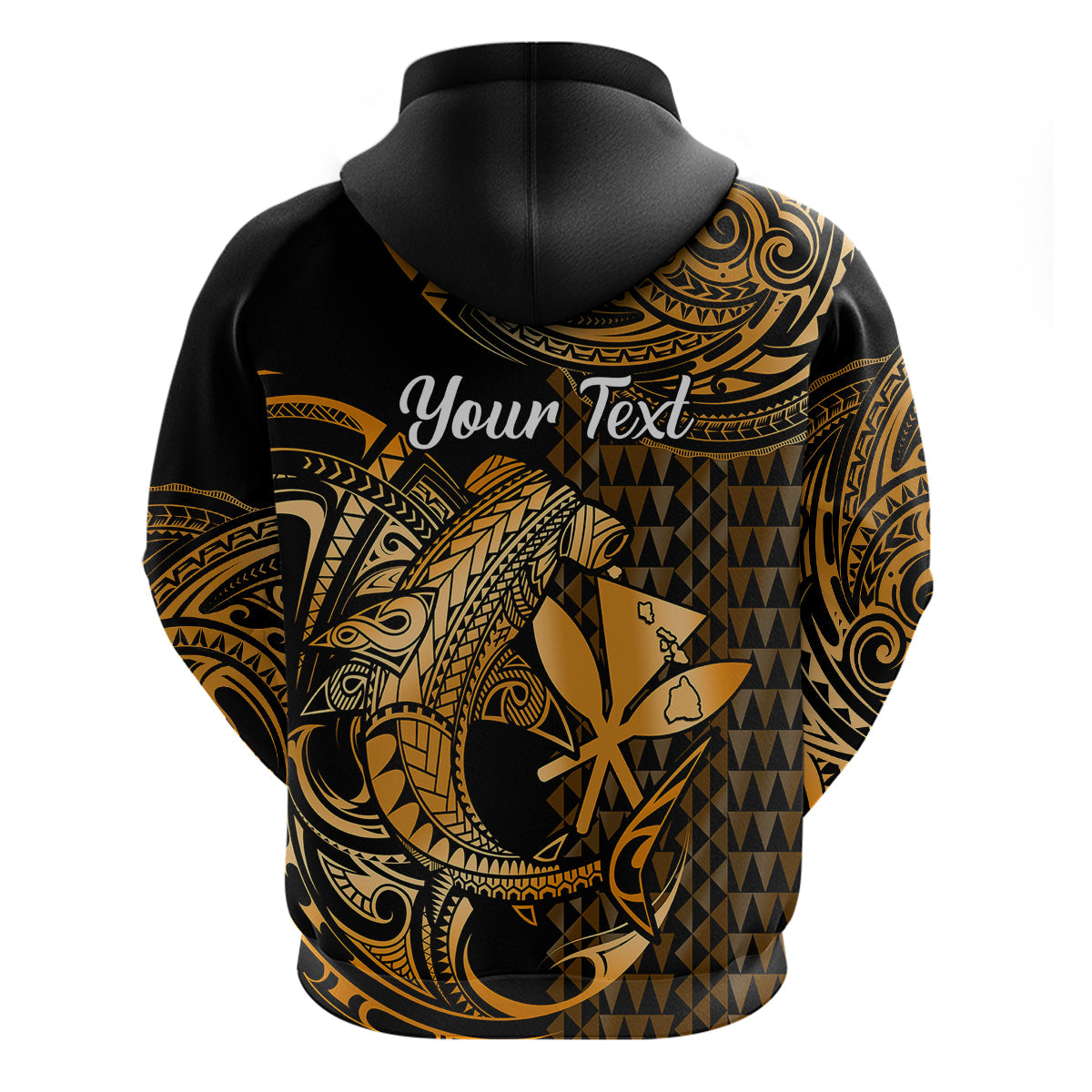 Custom Hawaii Hammerhead Shark Polynesian Hoodie Polynesian Kakau With Kanaka Gold LT14