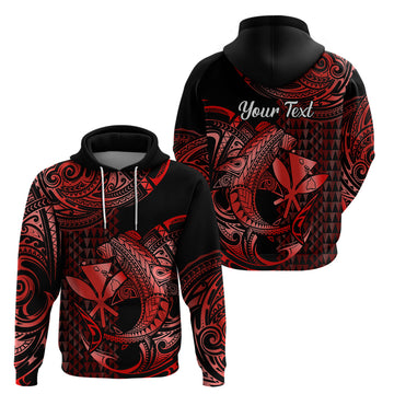Custom Hawaii Hammerhead Shark Polynesian Hoodie Polynesian Kakau With Kanaka Red LT14