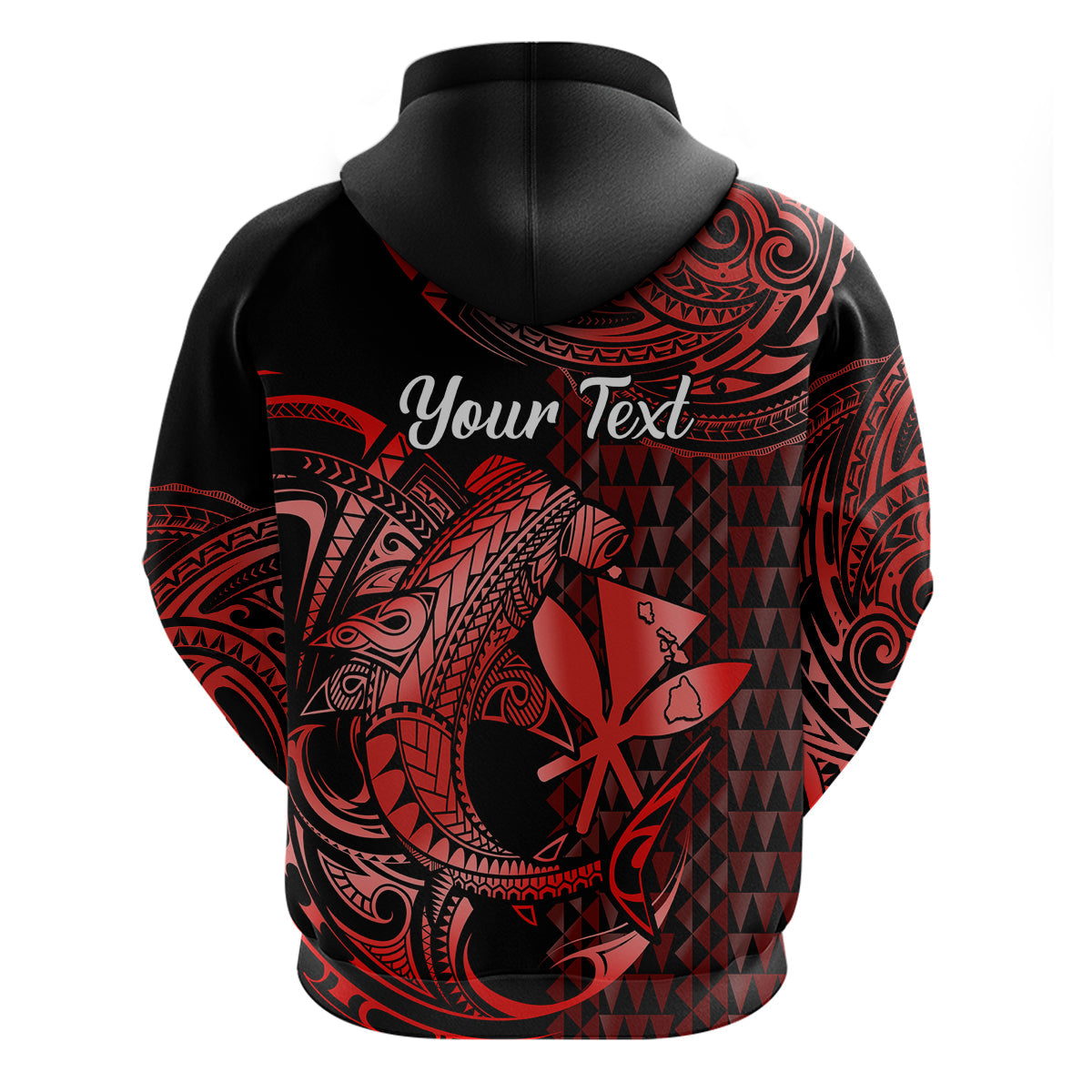Custom Hawaii Hammerhead Shark Polynesian Hoodie Polynesian Kakau With Kanaka Red LT14