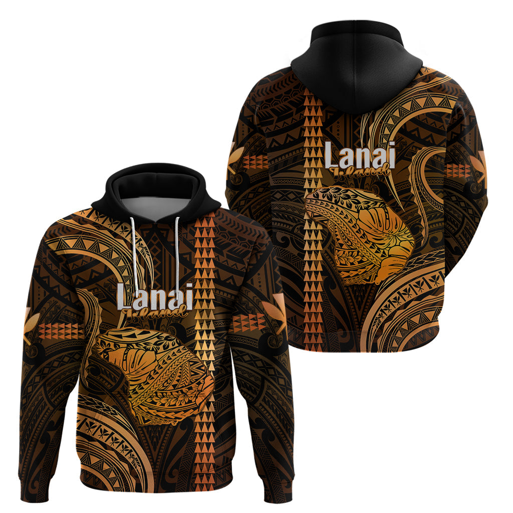 Polynesian Pride Hawaiian Islands Hoodie Lani Map Gold Kanaka With Kakau LT14