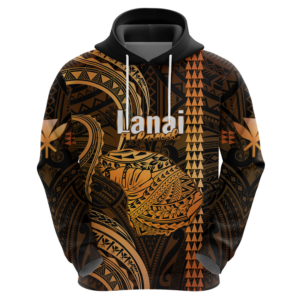Polynesian Pride Hawaiian Islands Hoodie Lani Map Gold Kanaka With Kakau LT14