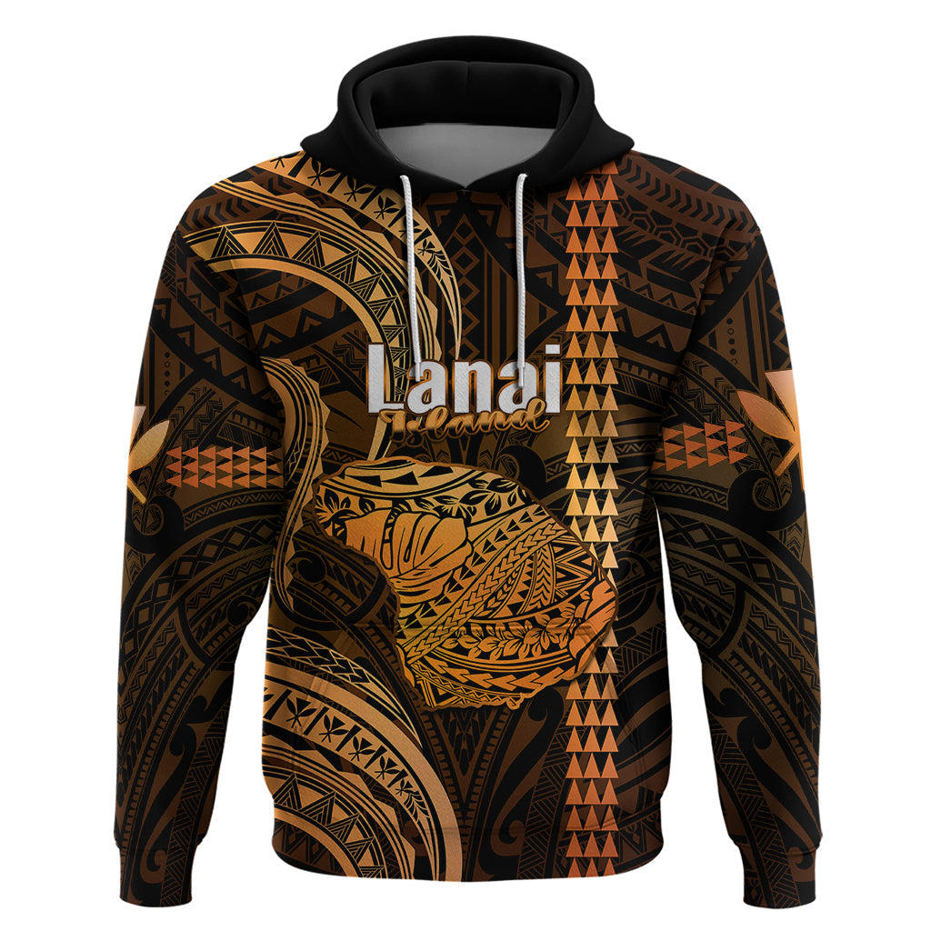 Custom Hawaiian Islands Hoodie Lani Map Gold Kanaka With Kakau LT14