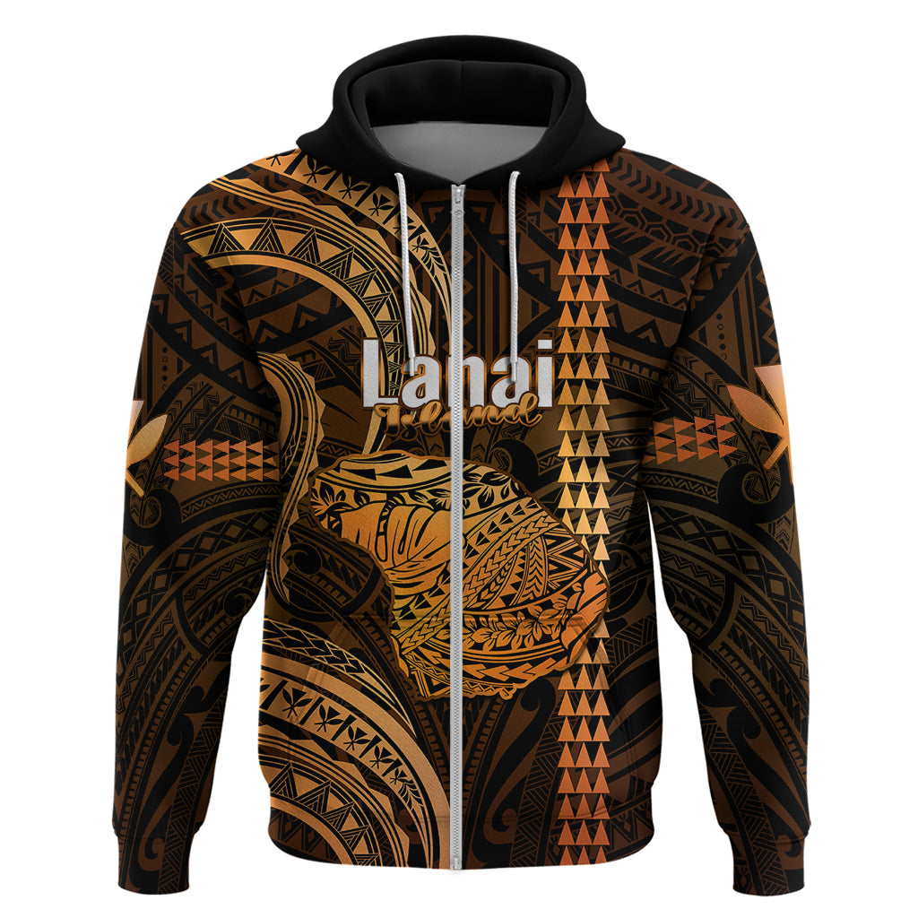 Custom Hawaiian Islands Hoodie Lani Map Gold Kanaka With Kakau LT14