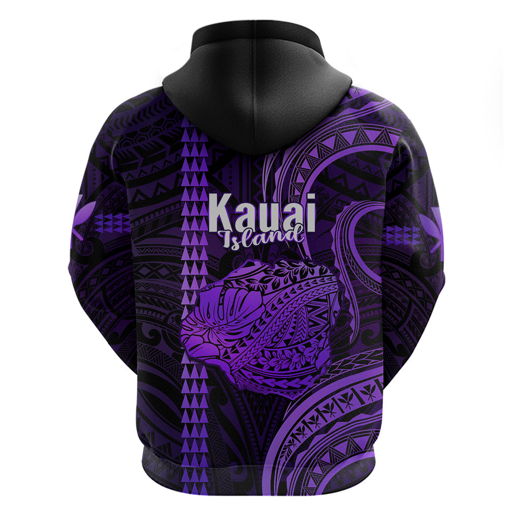 Polynesian Pride Hawaiian Islands Hoodie Kauai Map Purple Kanaka With Kakau LT14