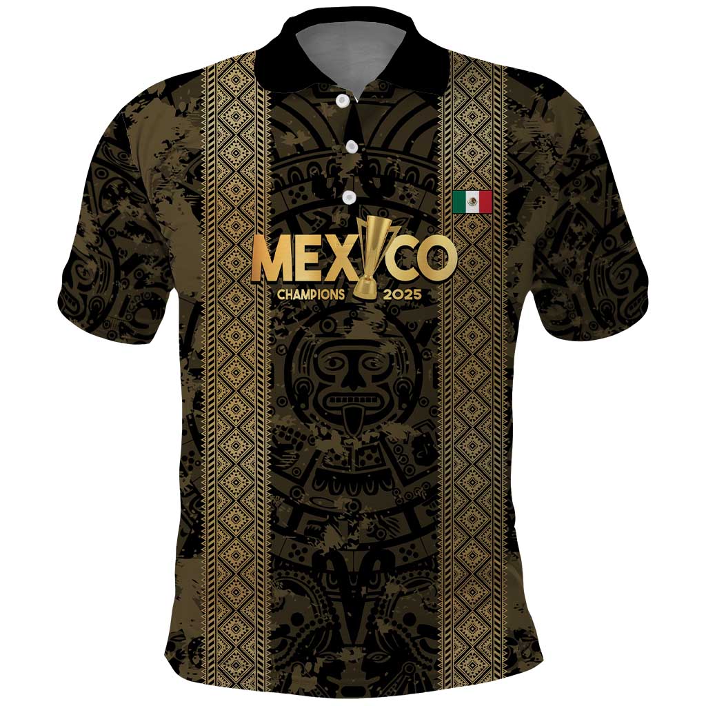 Custom Mexico Football Polo Shirt 2025 El Tri Champions Gold Color LT14