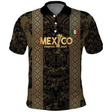 Custom Mexico Football Polo Shirt 2025 El Tri Champions Gold Color LT14