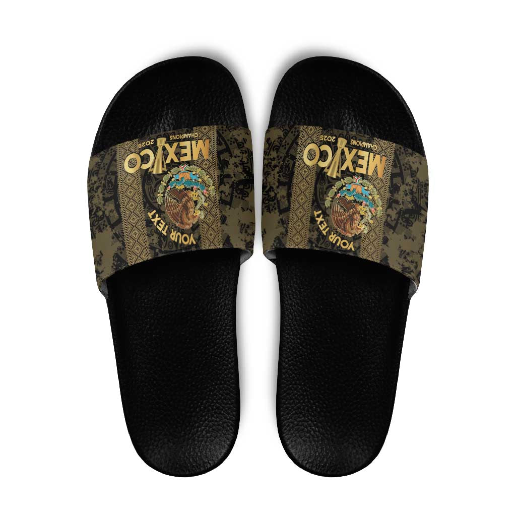 Custom Mexico Football Slide Sandals 2025 El Tri Champions Gold Color LT14