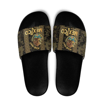 Custom Mexico Football Slide Sandals 2025 El Tri Champions Gold Color LT14