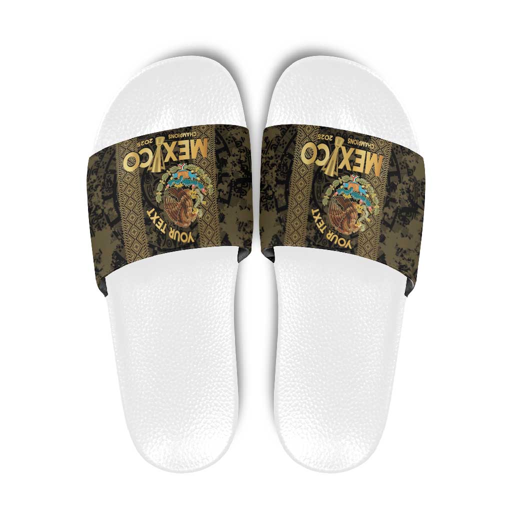 Custom Mexico Football Slide Sandals 2025 El Tri Champions Gold Color LT14